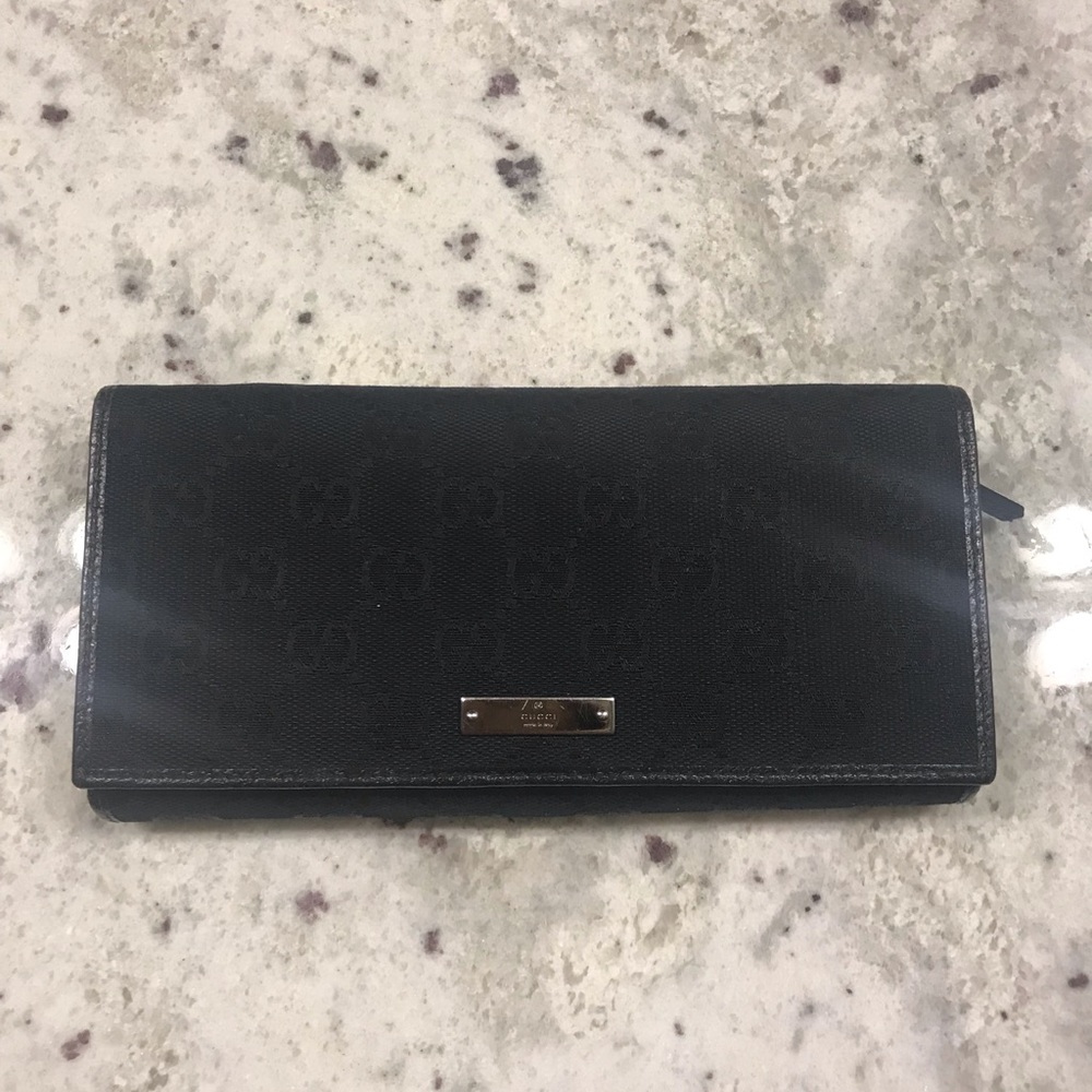 Black Gucci GG Canvas & Leather Wallet w/Chain - Picture 2 of 8